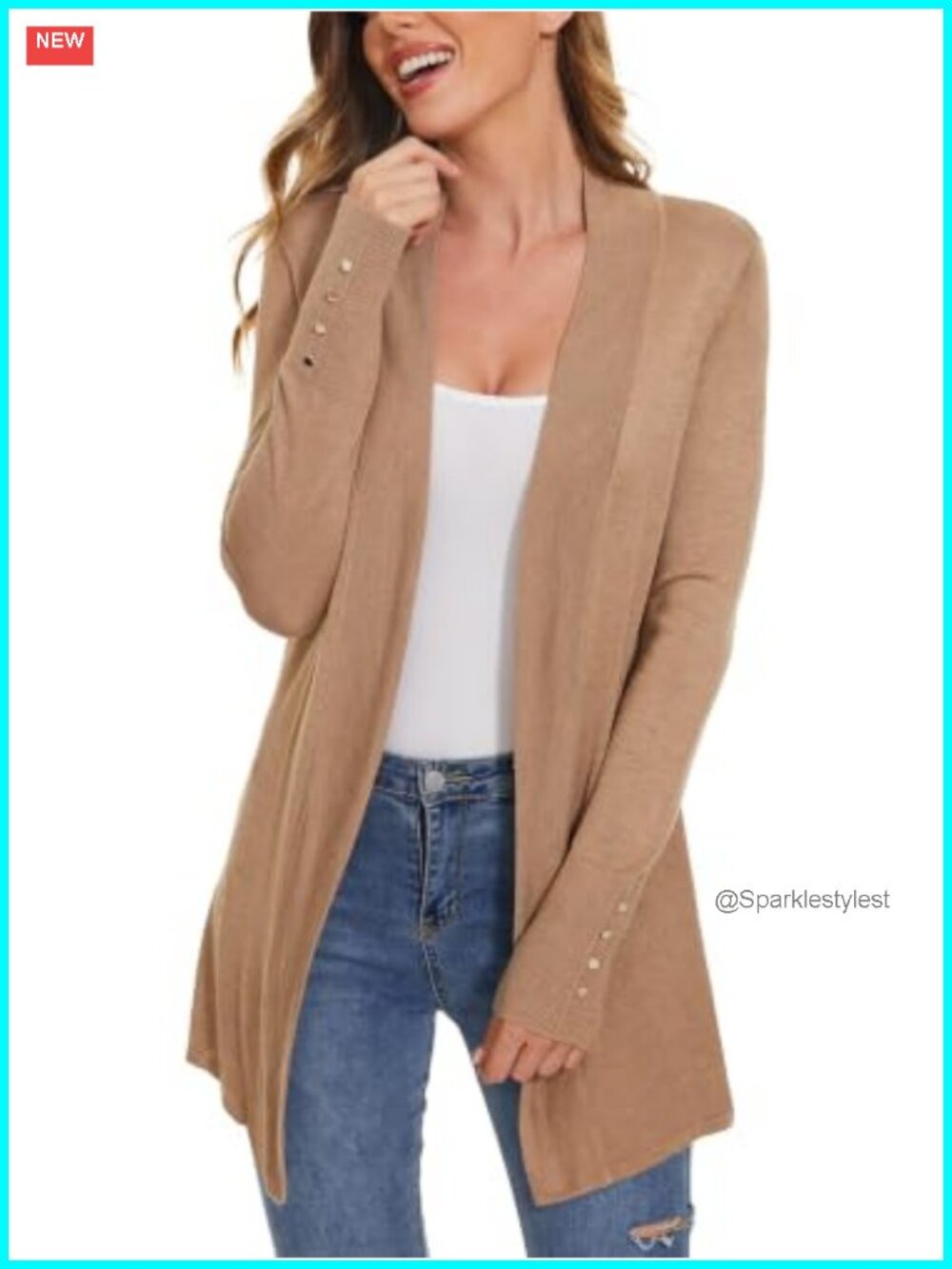Open Front Long Cardigan 100% Viscose Knit Sweater for Work Office